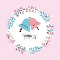 Wedding card with bells vector