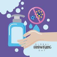 tarjeta del día mundial del lavado de manos vector