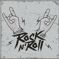 rock and roll hands patch vector