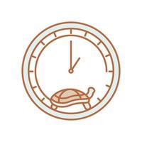 tortuga lenta en el reloj vector