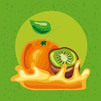 naranja y kiwi vector