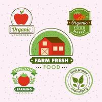 five fresh and local stamps vector