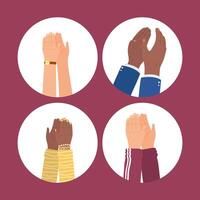 hands clapping icon group vector