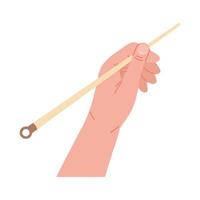 hand with knitting needle vector