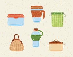 icons of reusable containers vector