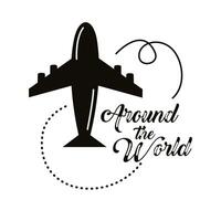 travel lettering and airplane vector