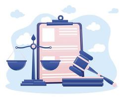 law scale hammer and document vector