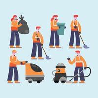 six cleaning persons vector