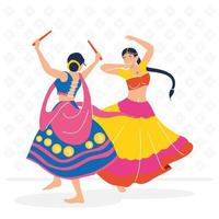 Navratri female dancers couple vector