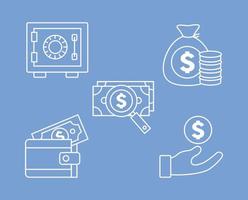 Money icon set vector