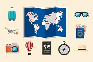 ten traveling icons vector