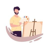 male artist painting vector