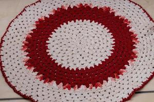 Red crochet rug