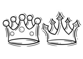 Ilustración de contorno de corona de rey y reina vector