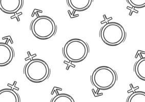 símbolo de género masculino y femenino fondo dibujado a mano vector
