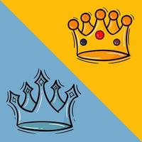 hand drawn illustration of the king and queen crown in color vector