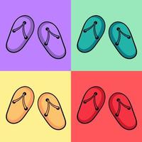 collection of sandal illustrations vector