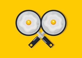 illustration of a beef eye egg in a frying pan 2 vector