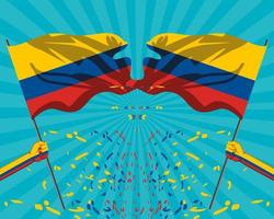 hands with Colombia flag vector