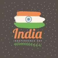 India independence day with flag and leaf vector