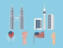 six malaysia celebration icons vector