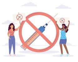 vaccine hesitancy women protesters vector