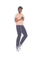 afro man with smartphone vector