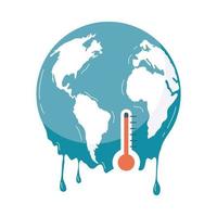earth melting with thermometer vector