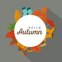 hello autumn card vector