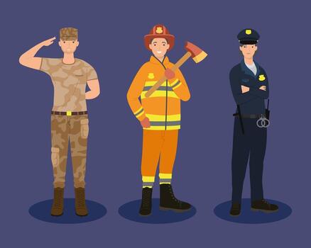 three professionals workers vector