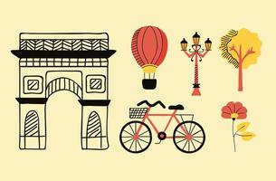 paris country six icons vector