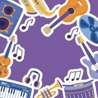 Music stickers collection vector