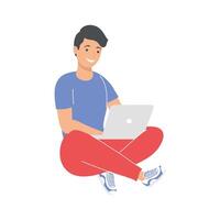 hombre con laptop vector