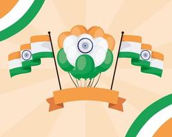 día de la independencia de la india con globos vector