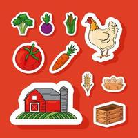 diez productos agrícolas frescos vector