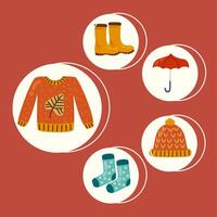 five hello autumn icons vector