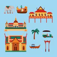 tailandia iconos tradicionales vector