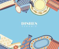 crockery dishes frame vector