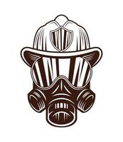 máscara de gas de bombero con casco vector