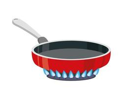 kitchen pan in stove vector