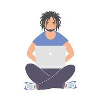 man with laptop vector