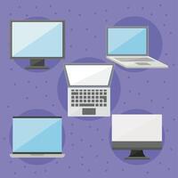 computers and laptops icon set vector