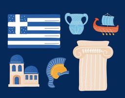 greece traditional icons vector