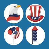 four USA Independence items vector
