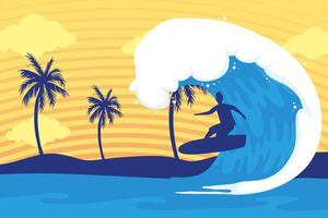 waves and surfer vector