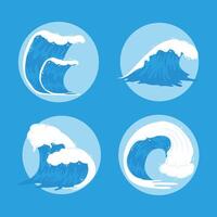four ocean waves vector