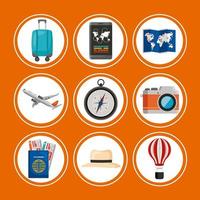 nine traveling icons vector