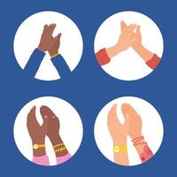 hands clapping symbol set vector