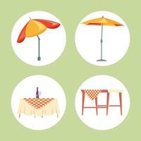 backyard and picnic icons vector