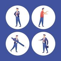 Businesspeople with office symbol set vector